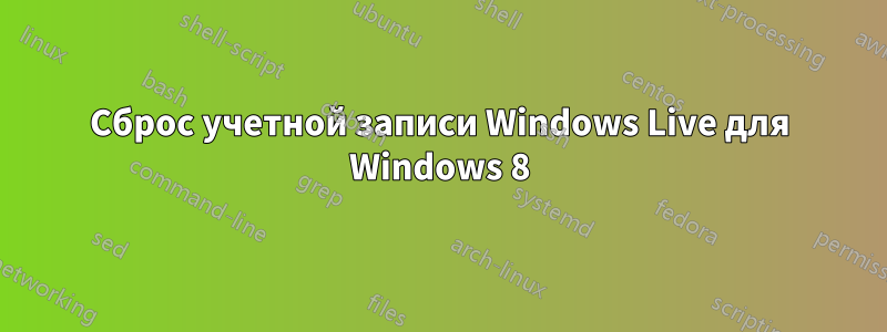 Сброс учетной записи Windows Live для Windows 8