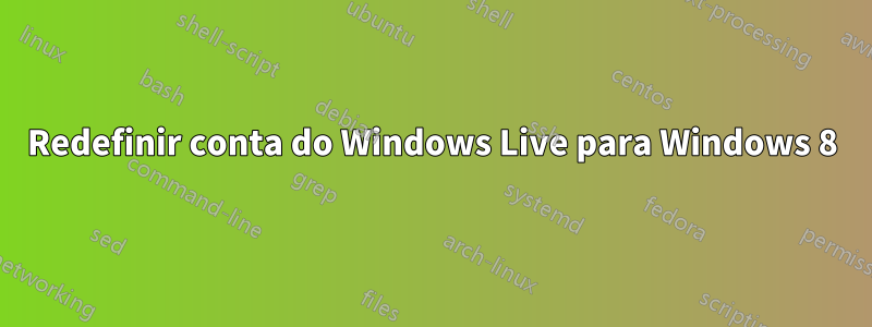 Redefinir conta do Windows Live para Windows 8