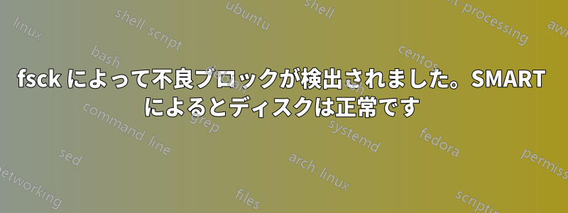 fsck によって不良ブロックが検出されました。SMART によるとディスクは正常です