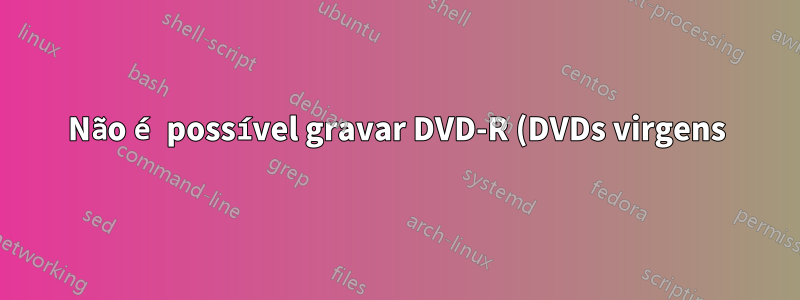 Não é possível gravar DVD-R (DVDs virgens)