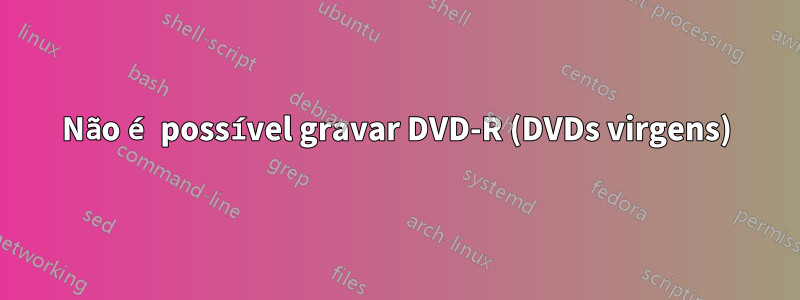 Não é possível gravar DVD-R (DVDs virgens)