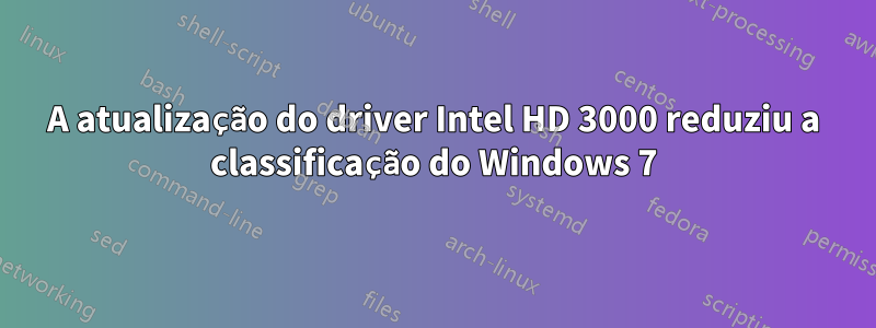 A atualização do driver Intel HD 3000 reduziu a classificação do Windows 7