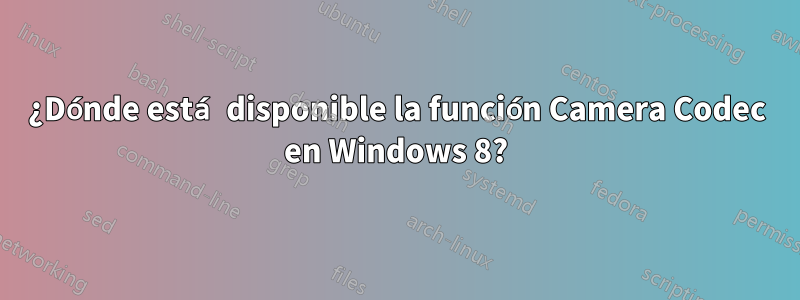 ¿Dónde está disponible la función Camera Codec en Windows 8?