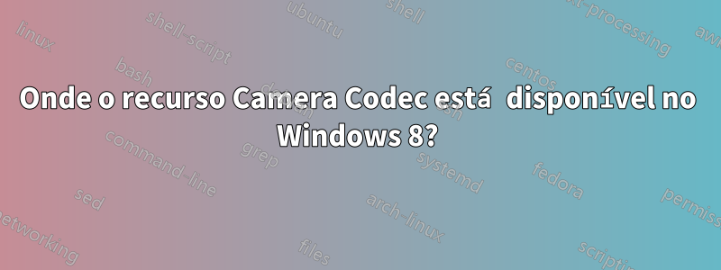 Onde o recurso Camera Codec está disponível no Windows 8?