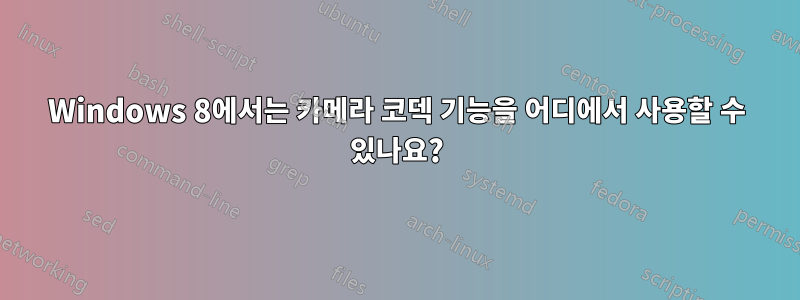 Windows 8에서는 카메라 코덱 기능을 어디에서 사용할 수 있나요?