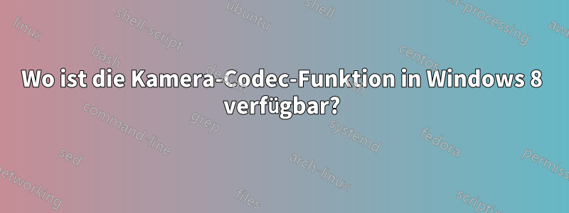 Wo ist die Kamera-Codec-Funktion in Windows 8 verfügbar?