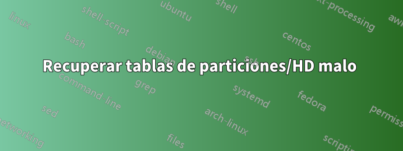 Recuperar tablas de particiones/HD malo