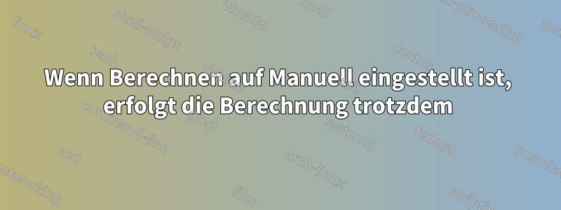 Wenn Berechnen auf Manuell eingestellt ist, erfolgt die Berechnung trotzdem