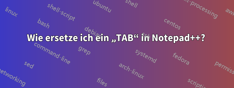 Wie ersetze ich ein „TAB“ in Notepad++?