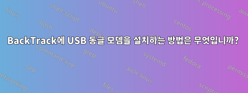 BackTrack에 USB 동글 모뎀을 설치하는 방법은 무엇입니까?