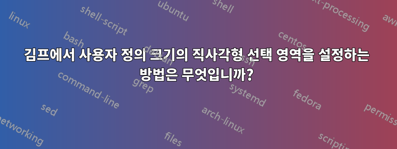 김프에서 사용자 정의 크기의 직사각형 선택 영역을 설정하는 방법은 무엇입니까?