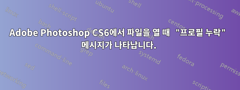 Adobe Photoshop CS6에서 파일을 열 때 "프로필 누락" 메시지가 나타납니다.