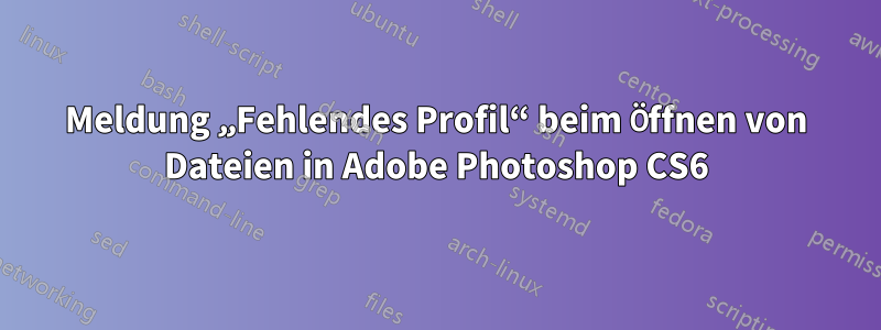 Meldung „Fehlendes Profil“ beim Öffnen von Dateien in Adobe Photoshop CS6