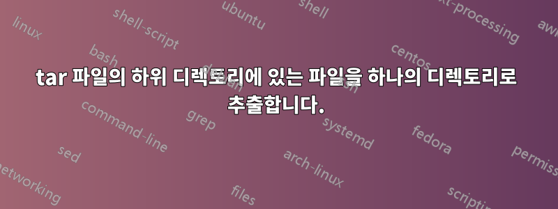 tar 파일의 하위 디렉토리에 있는 파일을 하나의 디렉토리로 추출합니다.