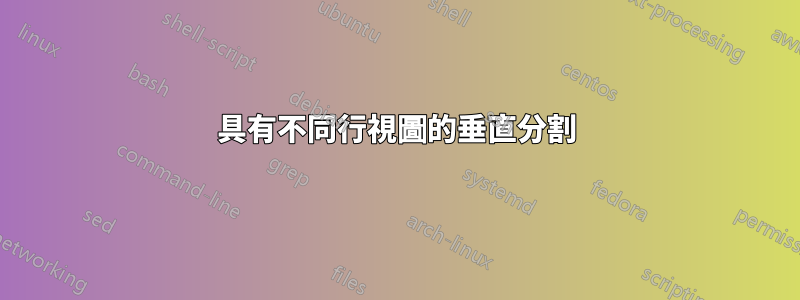 具有不同行視圖的垂直分割