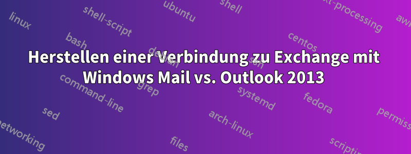 Herstellen einer Verbindung zu Exchange mit Windows Mail vs. Outlook 2013