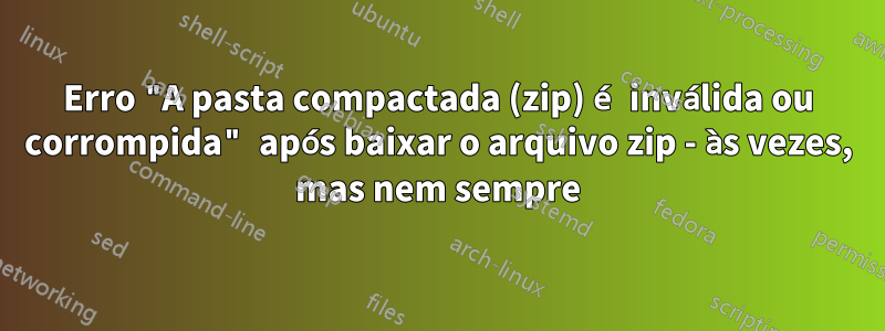 Erro "A pasta compactada (zip) é inválida ou corrompida" após baixar o arquivo zip - às vezes, mas nem sempre