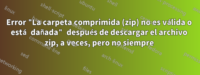 Error "La carpeta comprimida (zip) no es válida o está dañada" después de descargar el archivo zip, a veces, pero no siempre