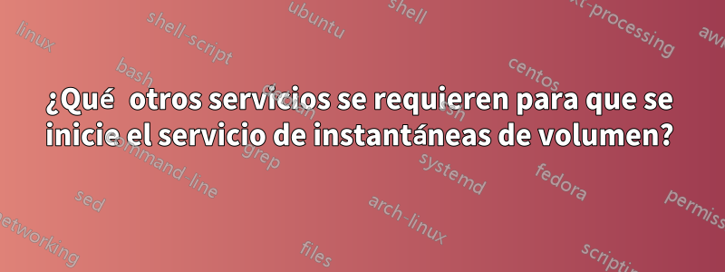 ¿Qué otros servicios se requieren para que se inicie el servicio de instantáneas de volumen?