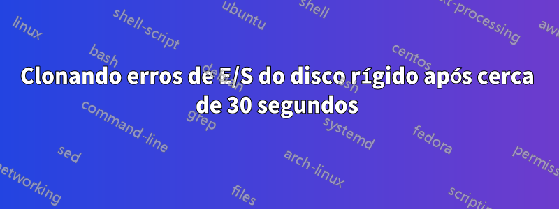 Clonando erros de E/S do disco rígido após cerca de 30 segundos