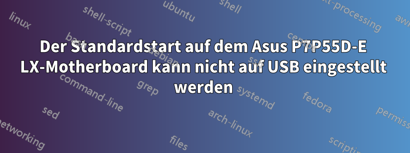 Der Standardstart auf dem Asus P7P55D-E LX-Motherboard kann nicht auf USB eingestellt werden