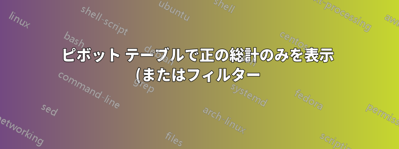 ピボット テーブルで正の総計のみを表示 (またはフィルター) する
