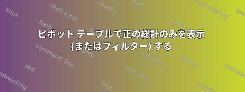ピボット テーブルで正の総計のみを表示 (またはフィルター) する