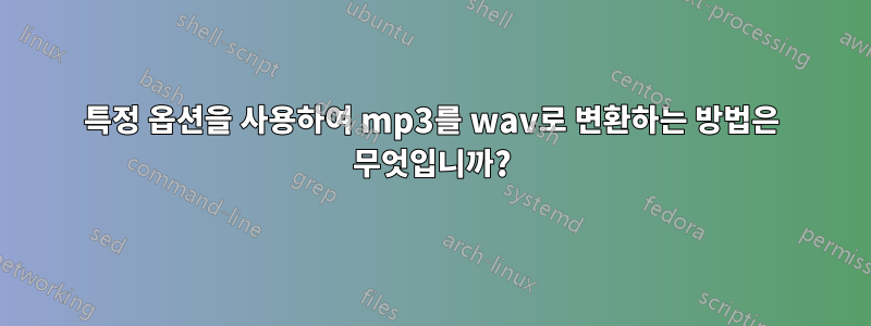 특정 옵션을 사용하여 mp3를 wav로 변환하는 방법은 무엇입니까?