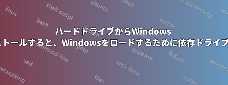 ハードドライブからWindows 8をインストールすると、Windowsをロードするために依存ドライブになる。