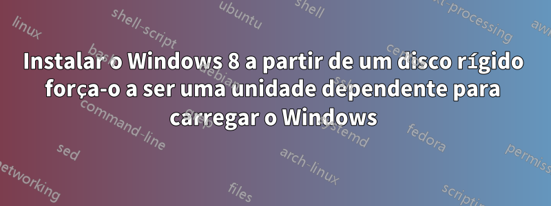 Instalar o Windows 8 a partir de um disco rígido força-o a ser uma unidade dependente para carregar o Windows