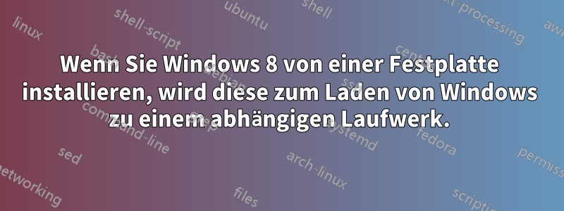 Wenn Sie Windows 8 von einer Festplatte installieren, wird diese zum Laden von Windows zu einem abhängigen Laufwerk.