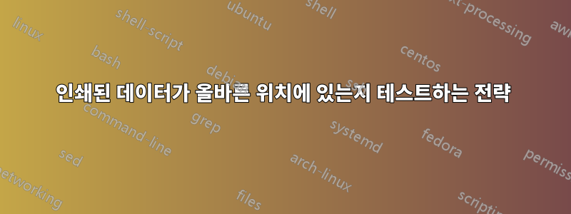 인쇄된 데이터가 올바른 위치에 있는지 테스트하는 전략
