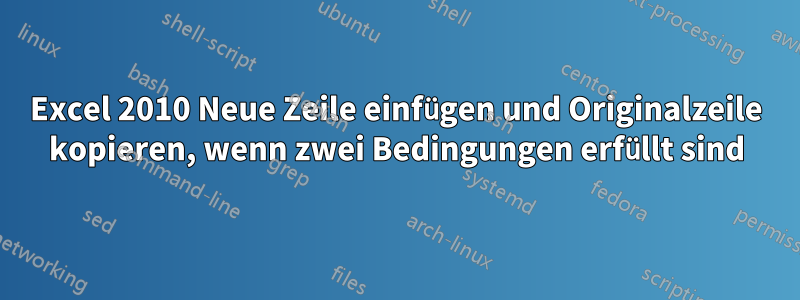Excel 2010 Neue Zeile einfügen und Originalzeile kopieren, wenn zwei Bedingungen erfüllt sind