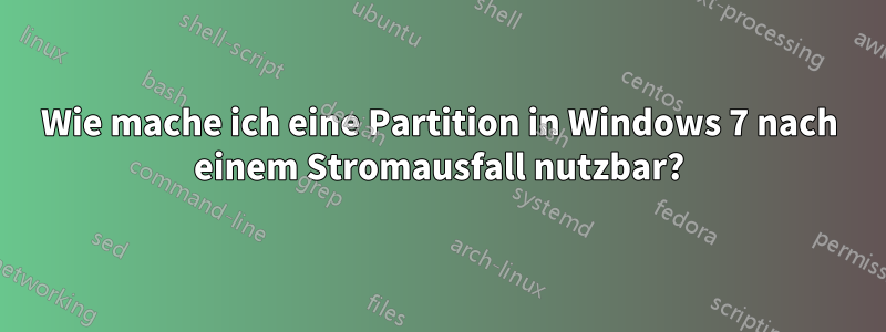 Wie mache ich eine Partition in Windows 7 nach einem Stromausfall nutzbar?