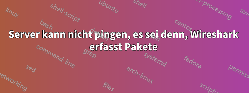 Server kann nicht pingen, es sei denn, Wireshark erfasst Pakete
