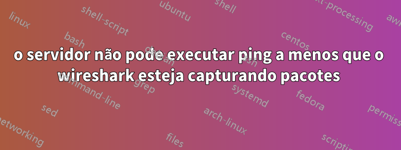 o servidor não pode executar ping a menos que o wireshark esteja capturando pacotes