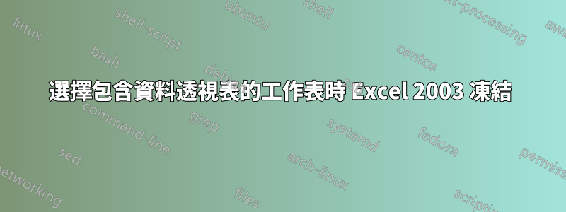 選擇包含資料透視表的工作表時 Excel 2003 凍結