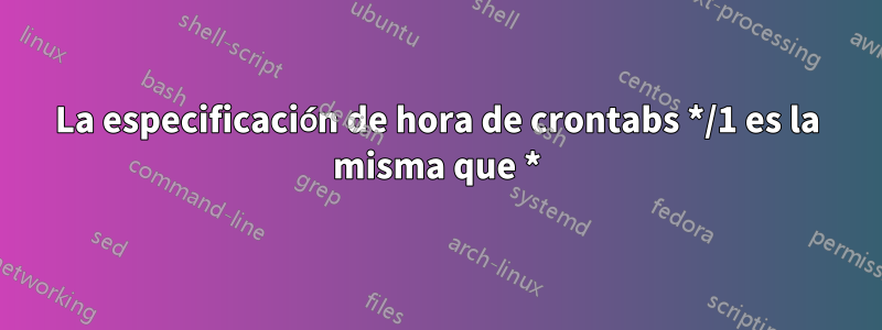 La especificación de hora de crontabs */1 es la misma que *