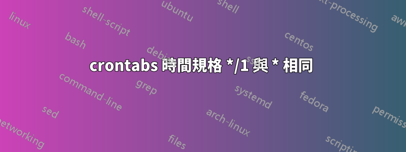 crontabs 時間規格 */1 與 * 相同