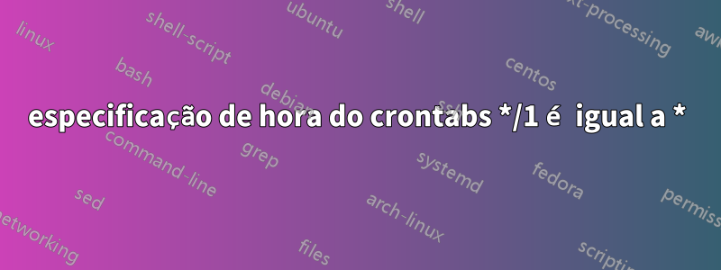 especificação de hora do crontabs */1 é igual a *