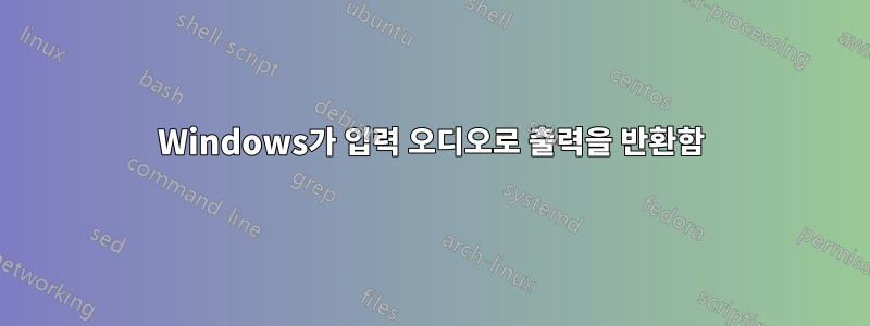 Windows가 입력 오디오로 출력을 반환함