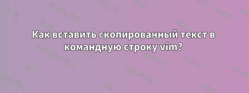 Как вставить скопированный текст в командную строку vim?