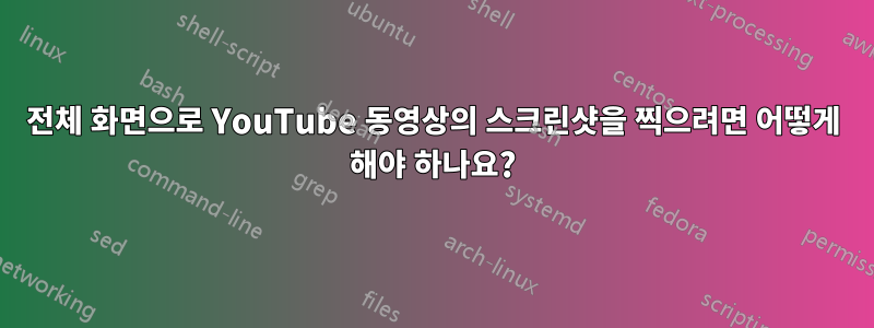 전체 화면으로 YouTube 동영상의 스크린샷을 찍으려면 어떻게 해야 하나요?