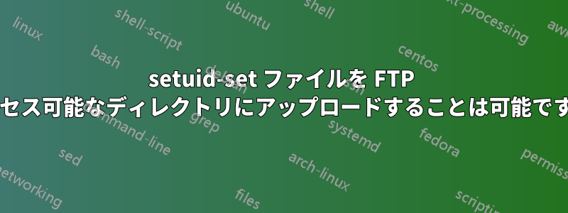 setuid-set ファイルを FTP アクセス可能なディレクトリにアップロードすることは可能ですか?