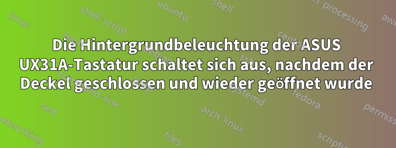 Die Hintergrundbeleuchtung der ASUS UX31A-Tastatur schaltet sich aus, nachdem der Deckel geschlossen und wieder geöffnet wurde