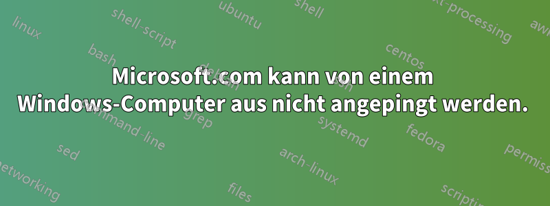 Microsoft.com kann von einem Windows-Computer aus nicht angepingt werden.