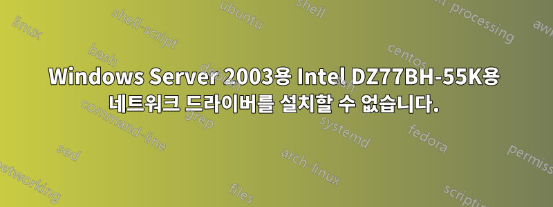 Windows Server 2003용 Intel DZ77BH-55K용 네트워크 드라이버를 설치할 수 없습니다.