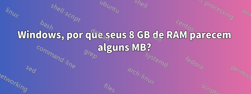 Windows, por que seus 8 GB de RAM parecem alguns MB?