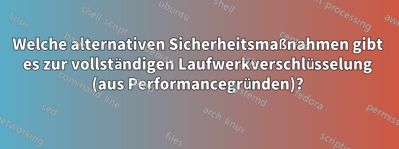 Welche alternativen Sicherheitsmaßnahmen gibt es zur vollständigen Laufwerkverschlüsselung (aus Performancegründen)?