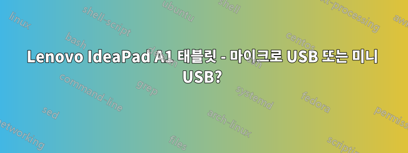 Lenovo IdeaPad A1 태블릿 - 마이크로 USB 또는 미니 USB?